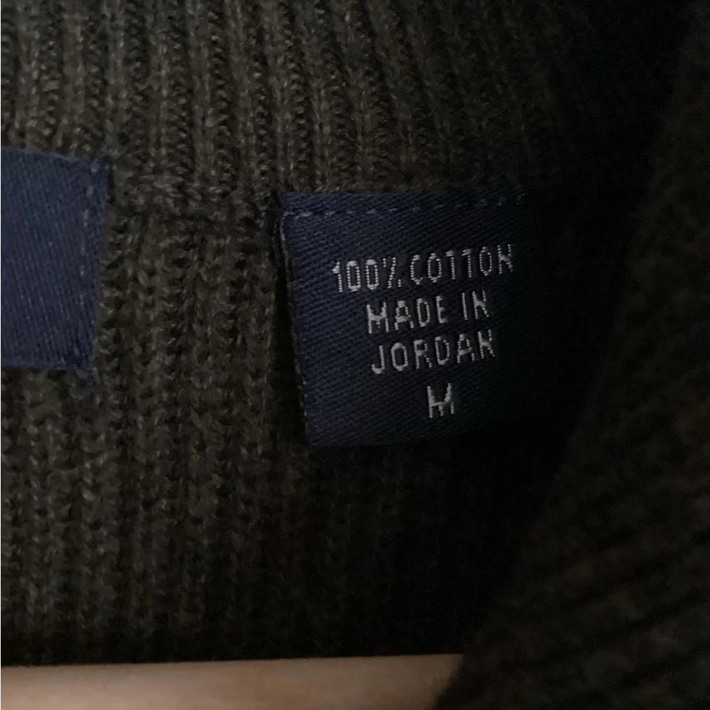 IZOD sweater Sz M cotton pullover quarter zip ribbed EUC olive moss - Picture 8 of 9